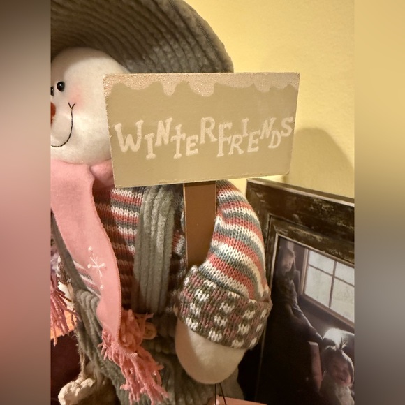 Snowman Plush Toy with Pink Scarf - Picture 3 of 8